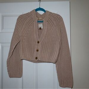 Free People Beige Knit Cardigan Sweater